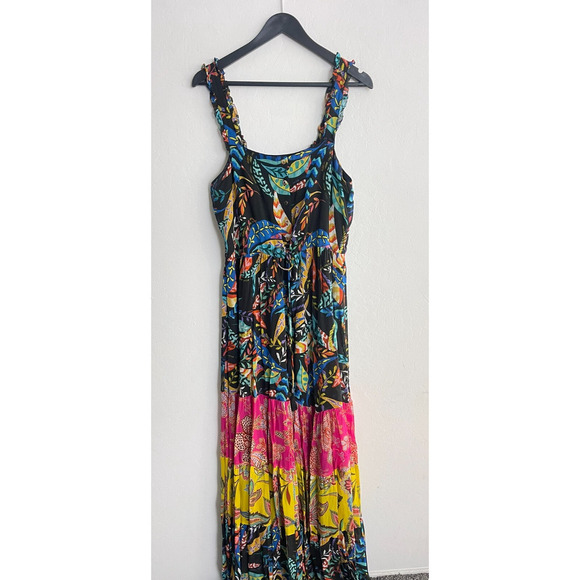 Johnny Was S Maxi Dress Tiered Floral Mirko Sleeveless Flosy Boho Tie Waist - Picture 5 of 10